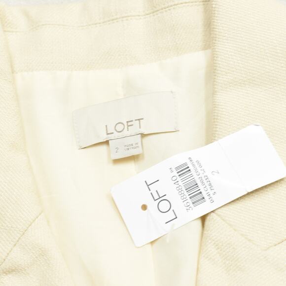 NEW Loft Women's Double Breasted Blazer Jacket Solid Cotton Beige Size 2 - Picture 7 of 8